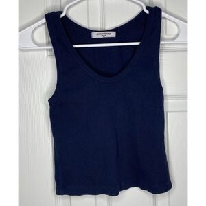 Perfect White Tee Womens Cotton Blend V-Neck Tank Top Navy Size Extra Small
